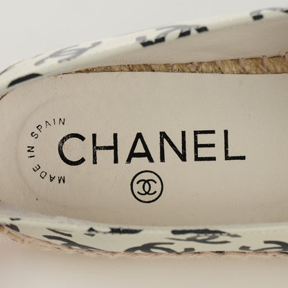 Chanel Lambskin Printed CC Espadrilles 38 White Black 5 of 6