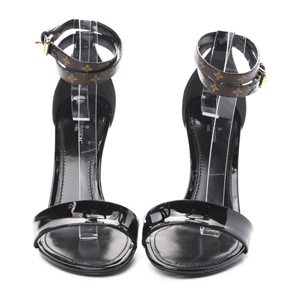 Louis Vuitton Patent Monogram Call Back Sandals 37.5 Black 2 of 9