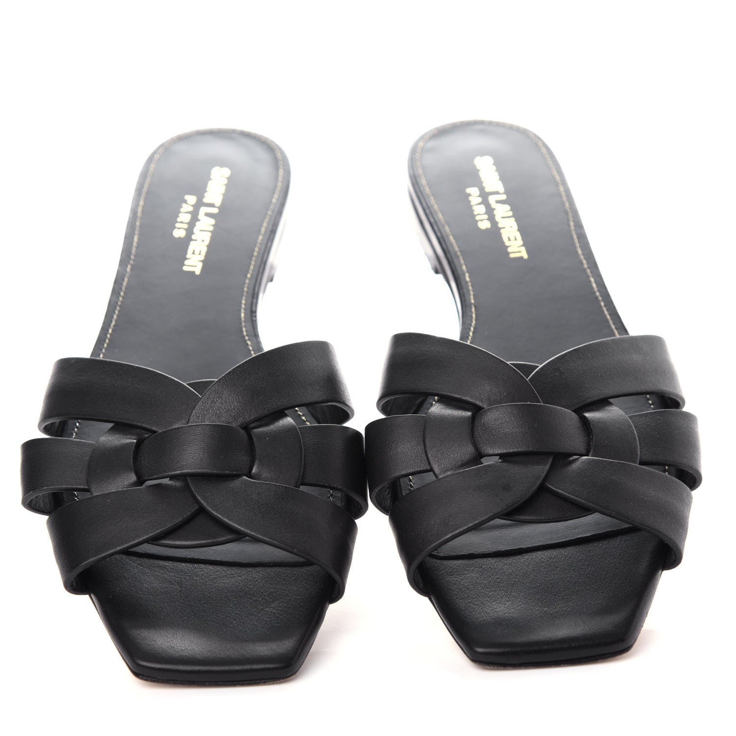 Saint Laurent Calfskin Nu Pied 05 Slide Sandals 37 Black 5 of 10
