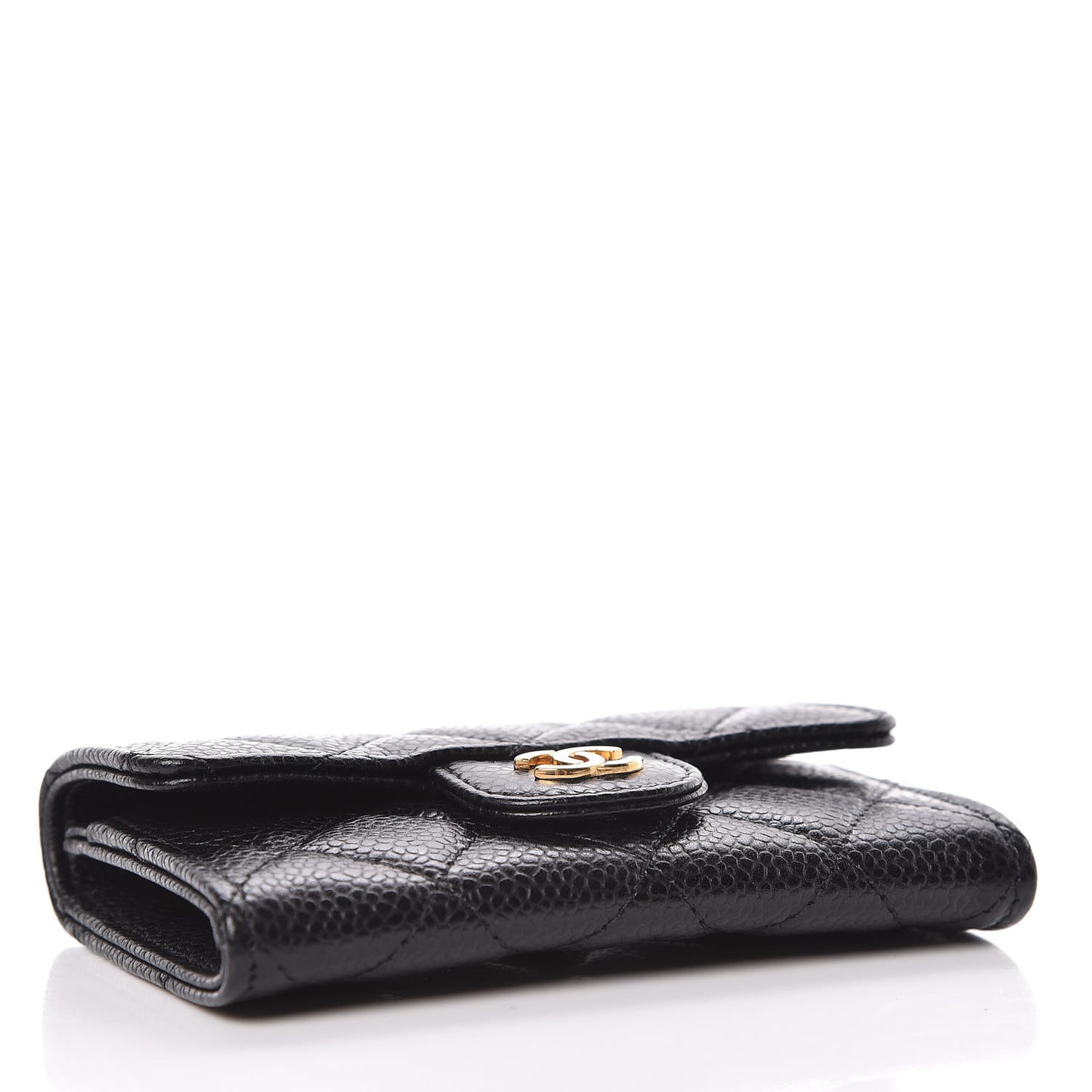 Caviar Quilted Flap Card Holder Black