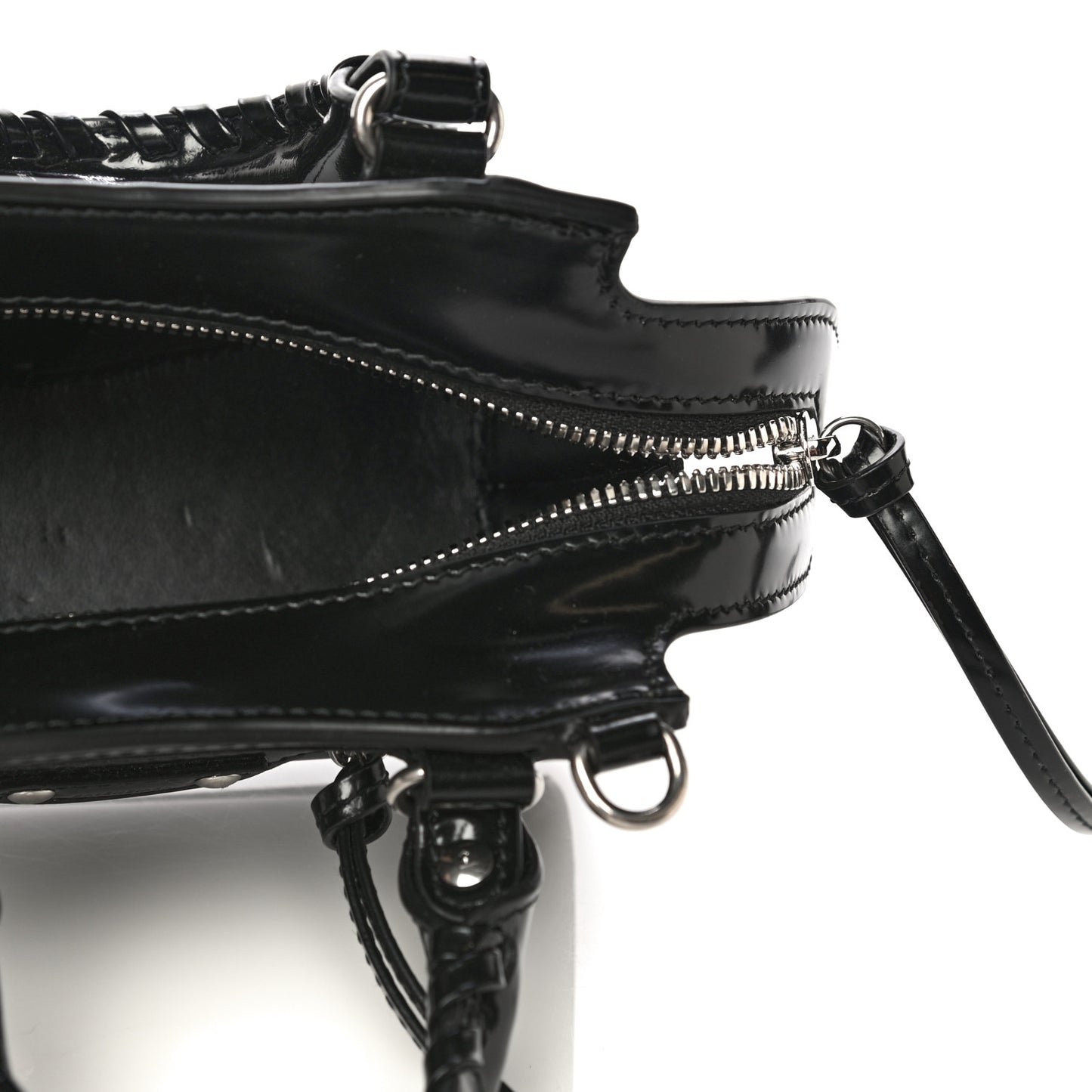 Shiny Calfskin Neo Classic Hardware Nano City Crossbody Black