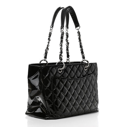 Chanel Patent Quilted Grand Shopping Tote GST Black 3 of 11