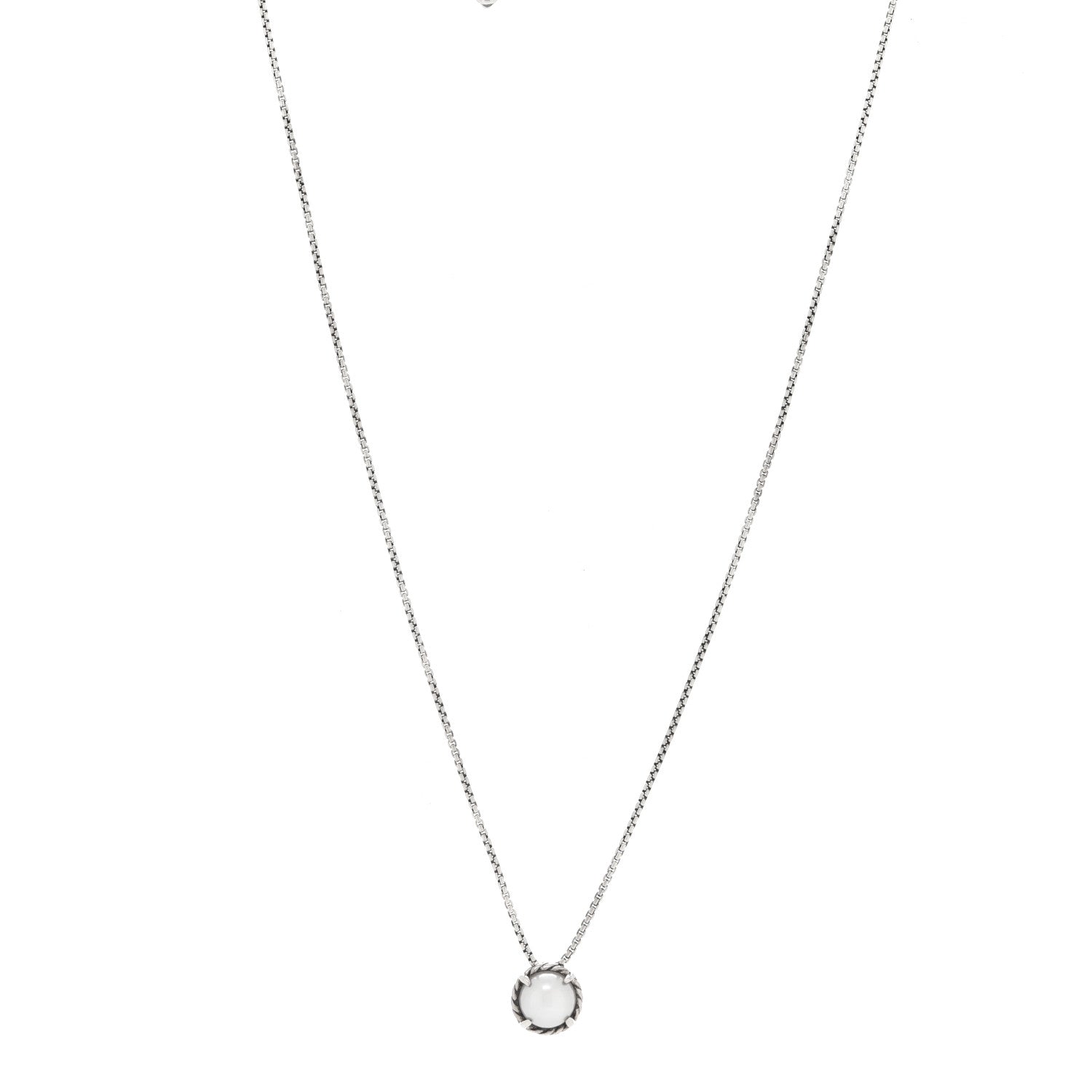 David Yurman Sterling Silver Pearl 8mm Petite Chatelaine Pendant Necklace 1 of 5