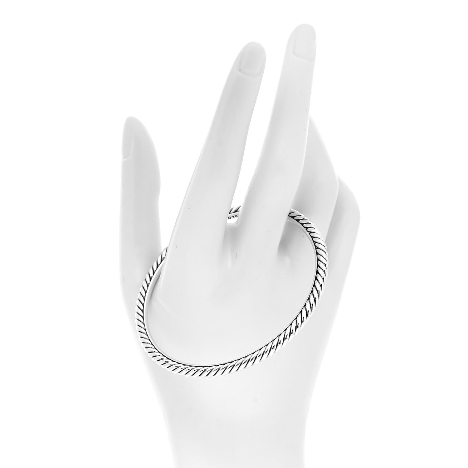 David Yurman Sterling Silver 4mm Cable Classics Bangle Bracelet 2 of 4