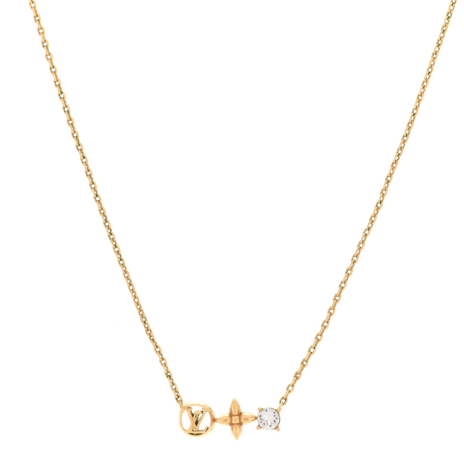 Louis Vuitton Crystal Petite Louis Necklace Gold 1 of 7