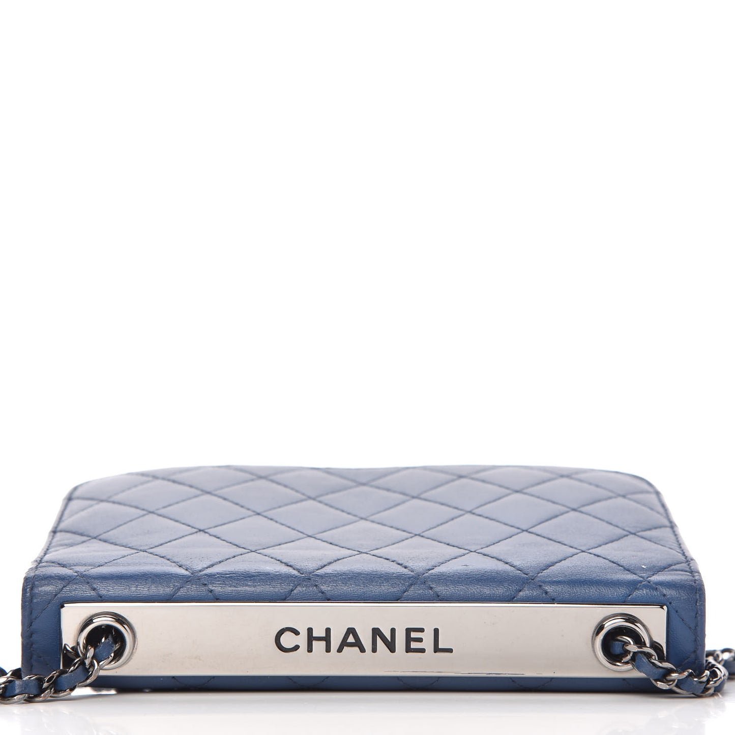 Lambskin Quilted Trendy CC Wallet On Chain WOC Blue