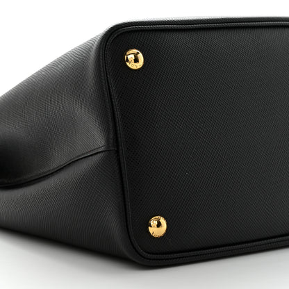 Prada Saffiano Cuir Medium Double Bag Black Fuoco 8 of 9