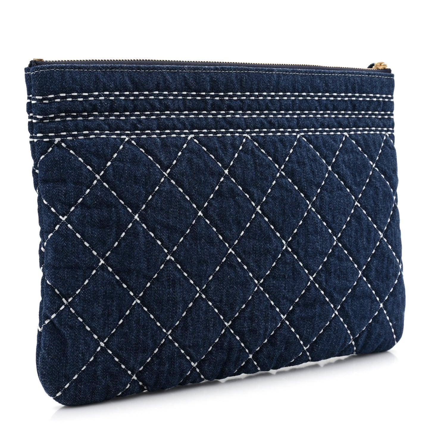 Denim Quilted Cosmetic Case Blue
