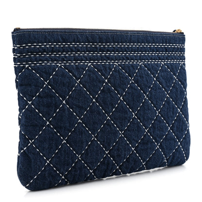 Chanel Denim Quilted Cosmetic Case Blue 3 of 10