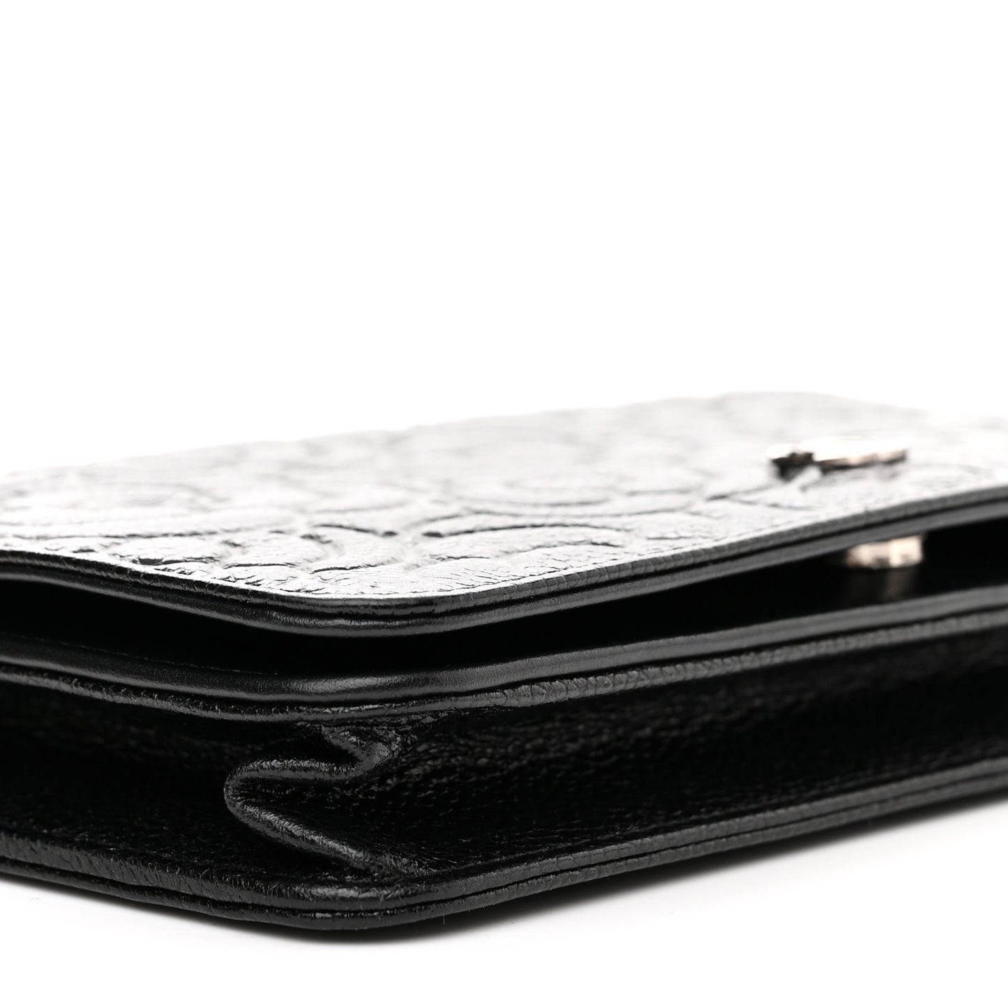 Caviar Camellia Embossed Wallet On Chain WOC Black