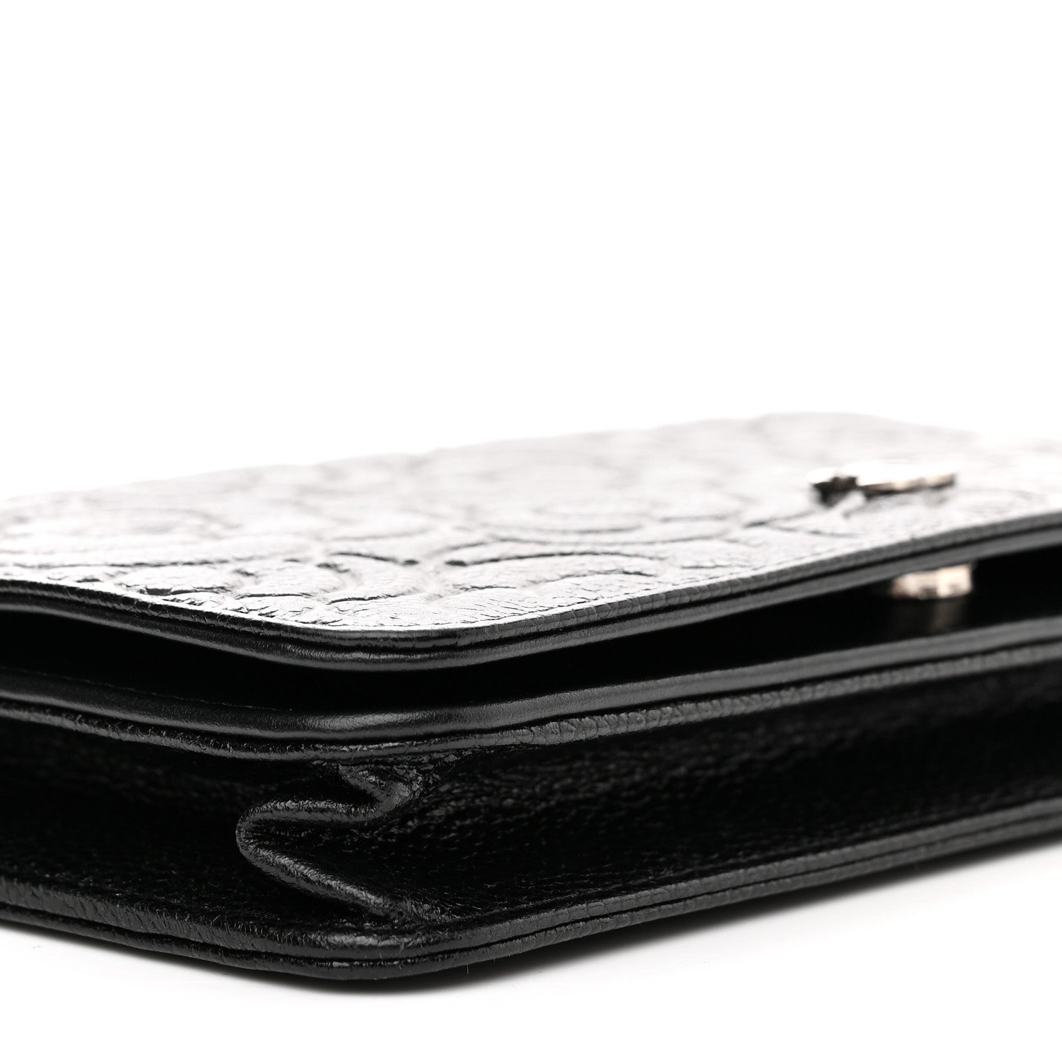 Chanel Caviar Camellia Embossed Wallet On Chain WOC Black 11 of 13