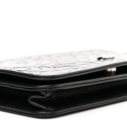 Chanel Caviar Camellia Embossed Wallet On Chain WOC Black 11 of 13