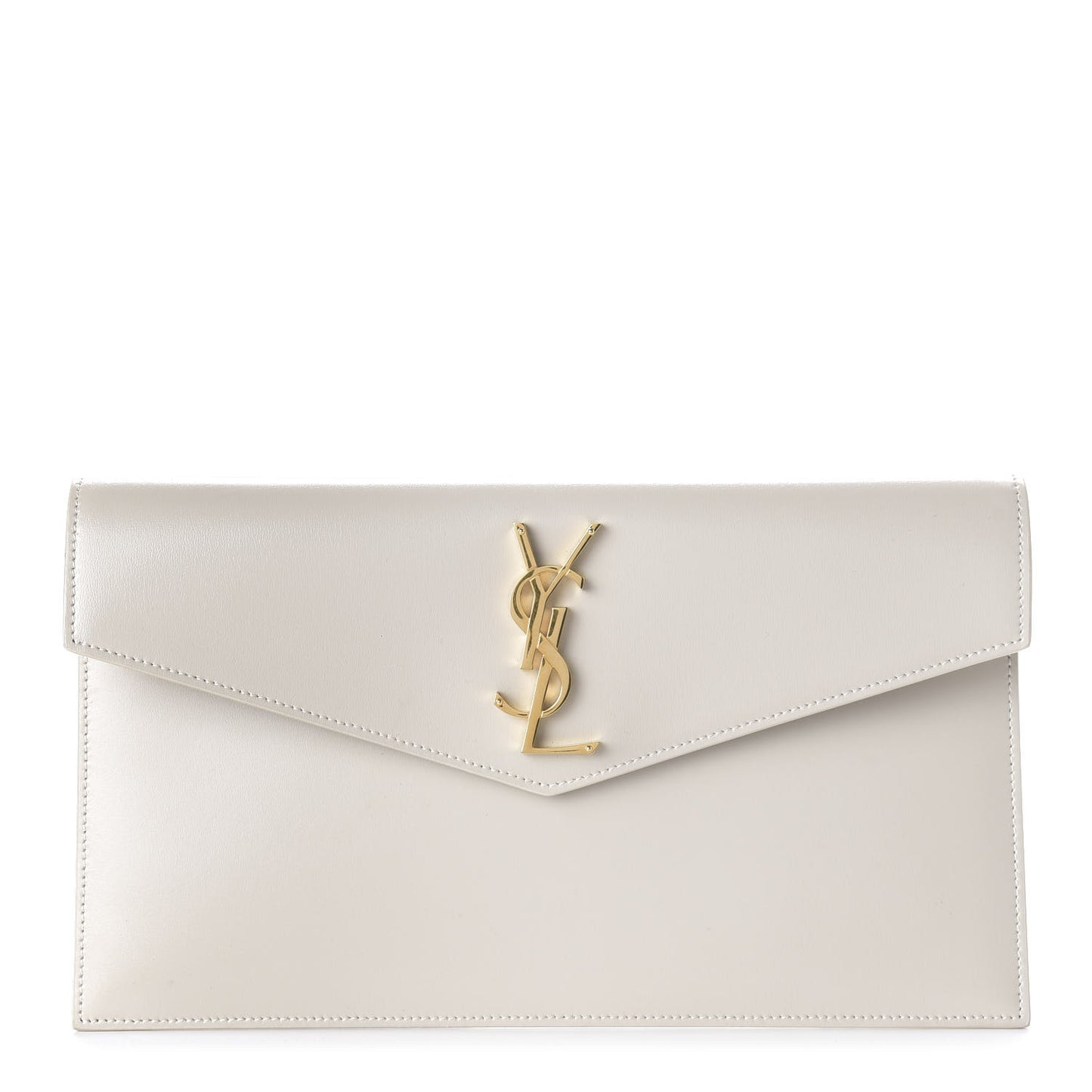 Smooth Shiny Calfskin Medium Uptown Pouch Crema Soft