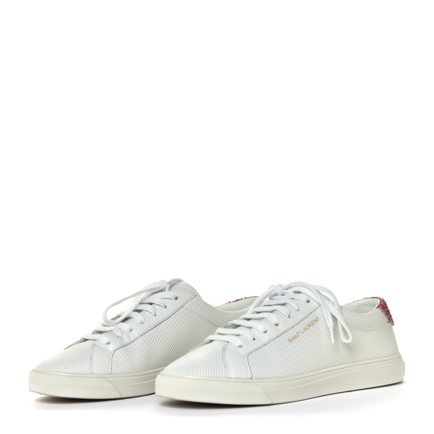 Saint Laurent Perforated Calfskin Glitter Andy Low Top Sneakers 36 3 of 7