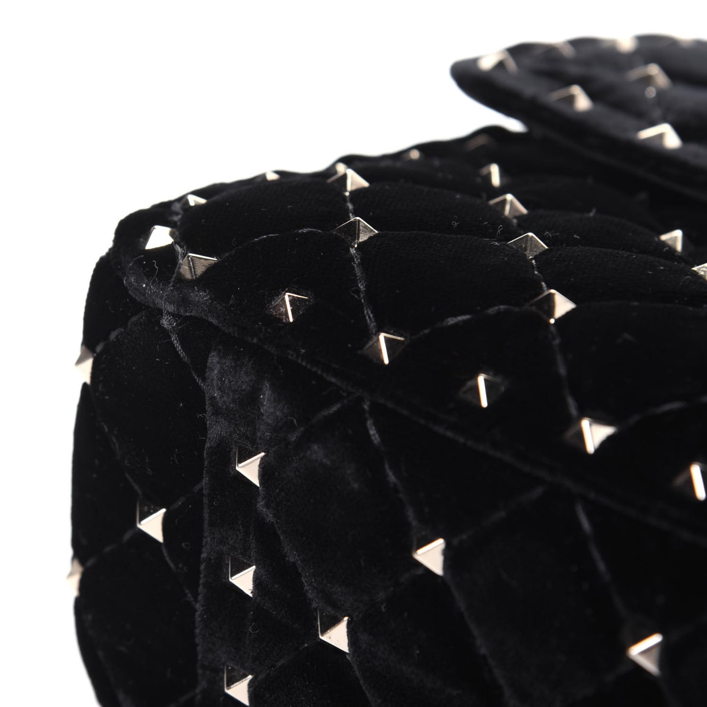 Velvet Medium Rockstud Spike Shoulder Bag Black