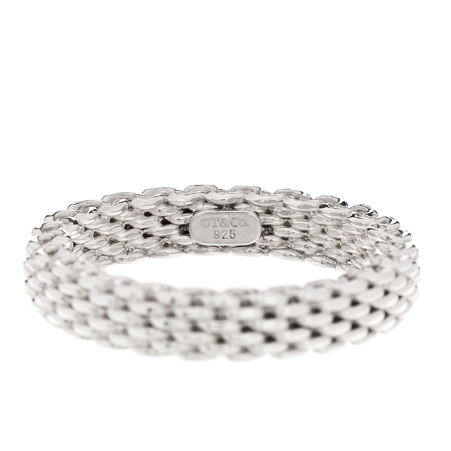 Tiffany Sterling Silver Narrow Mesh Somerset Ring 51 5.75 4 of 4