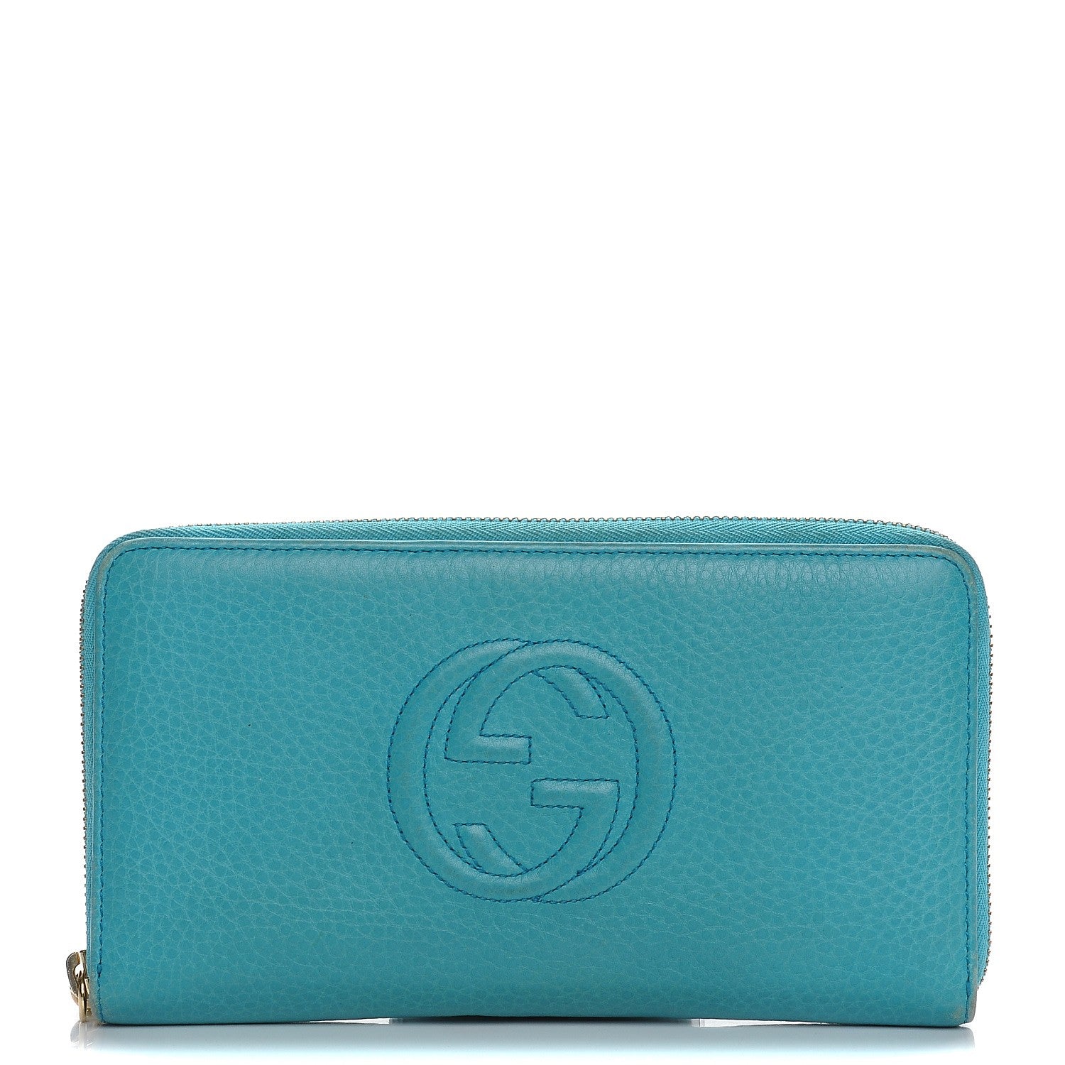 Gucci Pebbled Calfskin Soho Zip Around Wallet Deep Cobalt 1 of 9