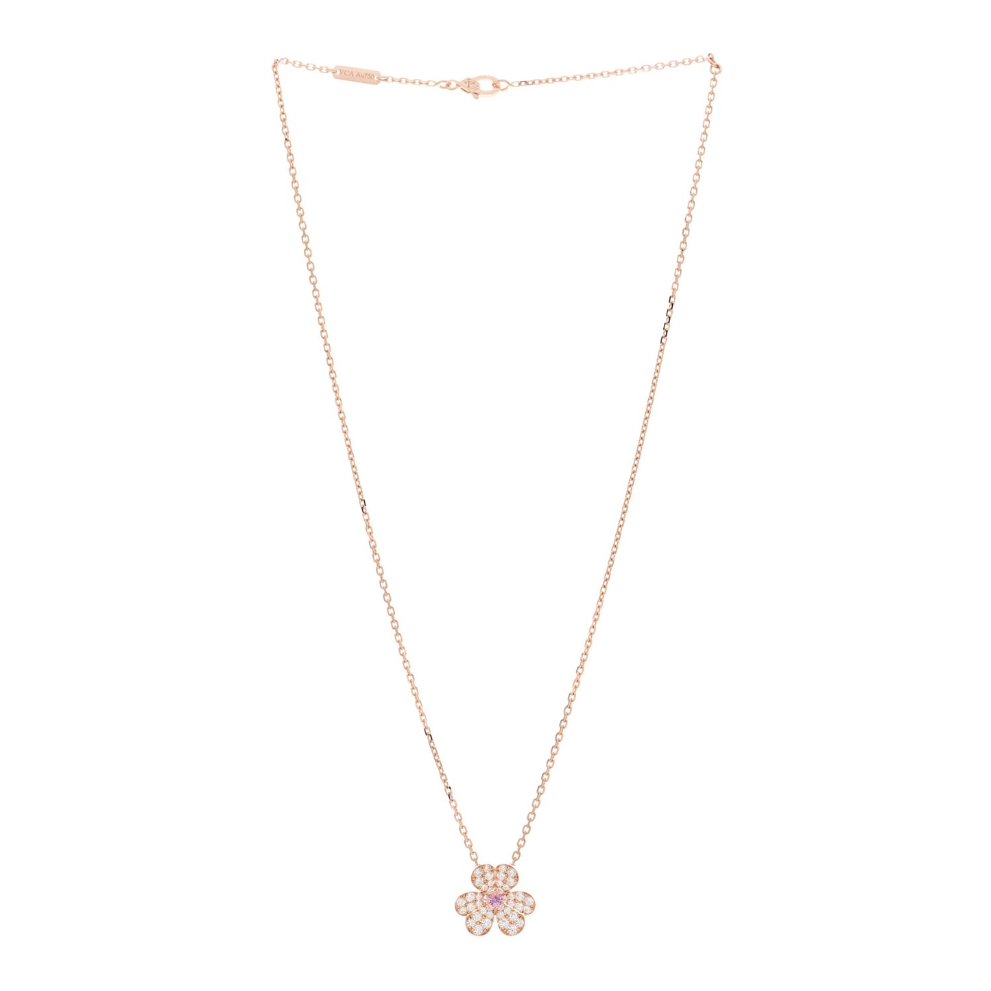 18K Rose Gold Diamond Pink Sapphire Small Frivole Pendant Necklace