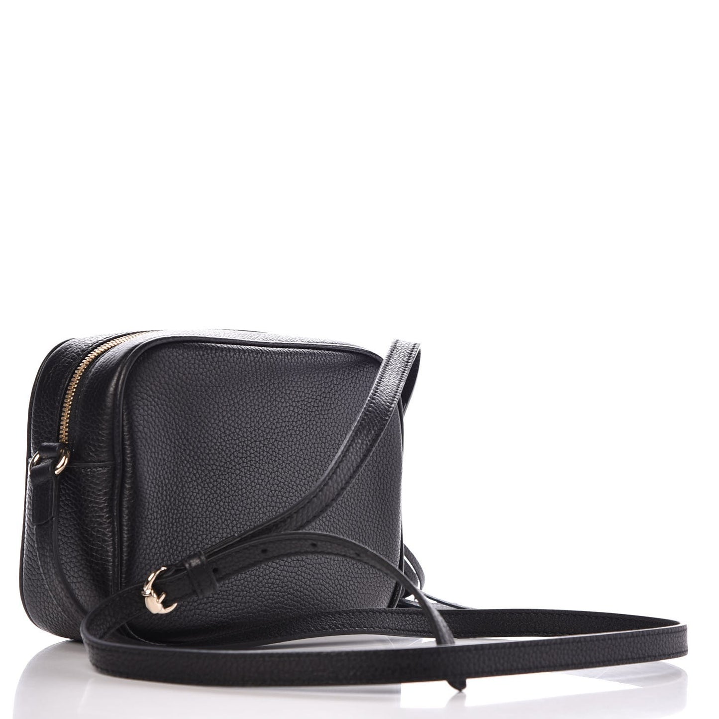 Pebbled Calfskin Small Soho Disco Bag Black