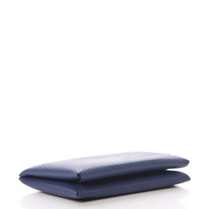 Hermes Chevre Mysore Embossed Calvi Card Case Bleu Brighton 4 of 8