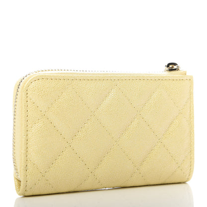 Chanel Iridescent Caviar Quilted Key Holder Case Yellow 3 of 8