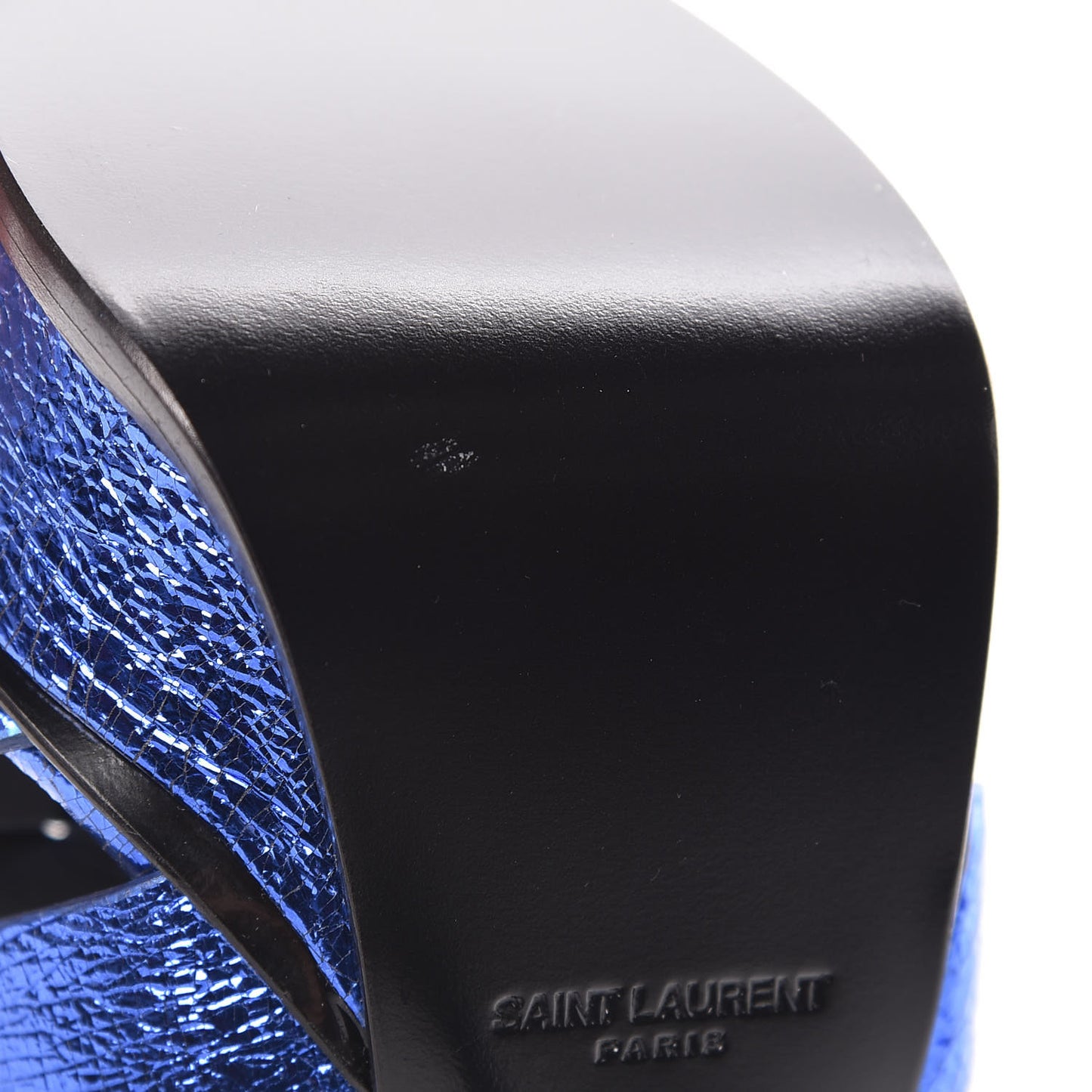 Metallic Calfskin Tribute 105 Platform Sandals 36.5 Blue