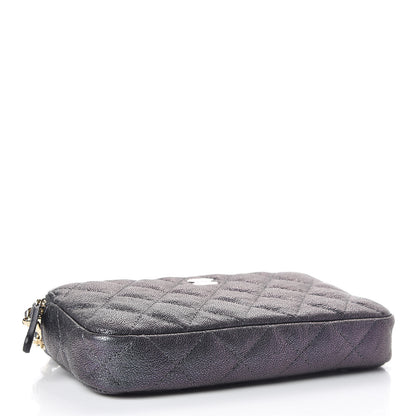 Chanel Iridescent Caviar Quilted Clutch With Chain Black 4 of 13