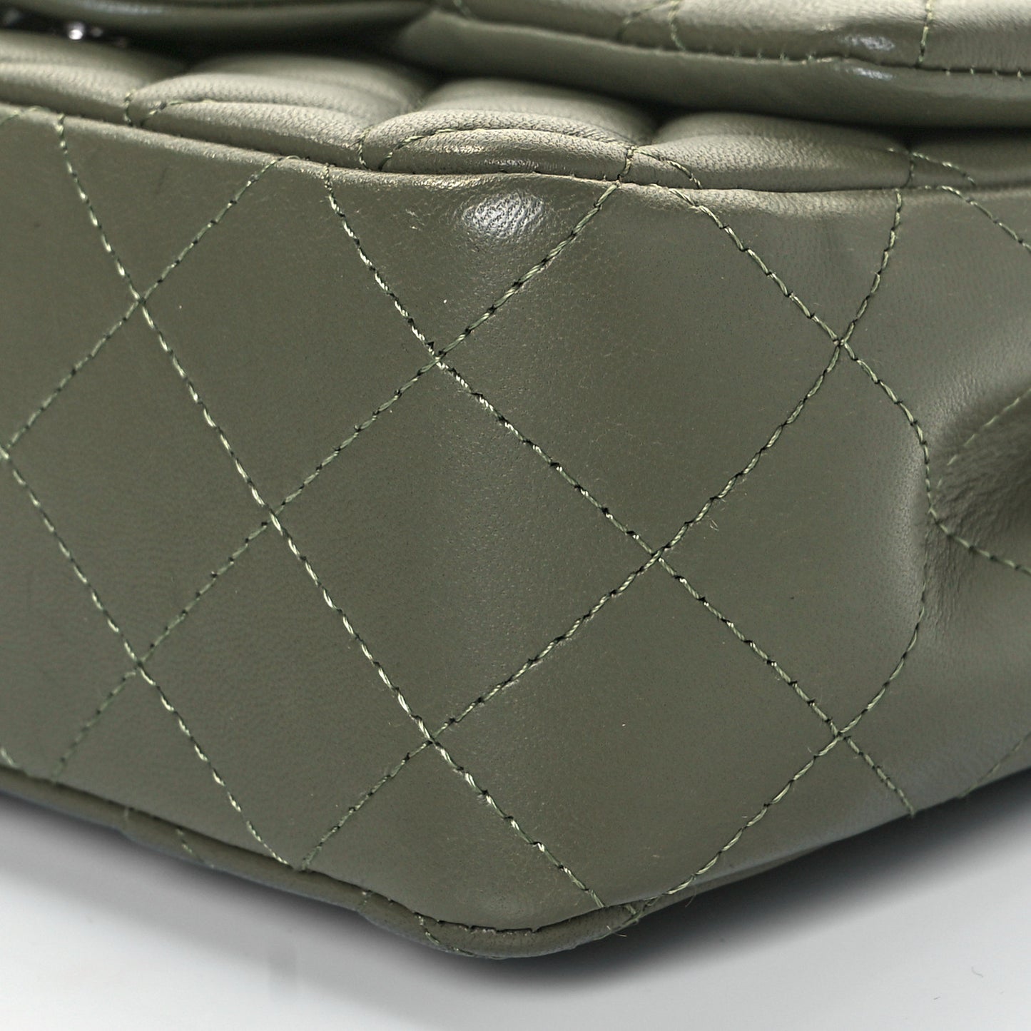 Lambskin Quilted Mini Rectangular Flap Green