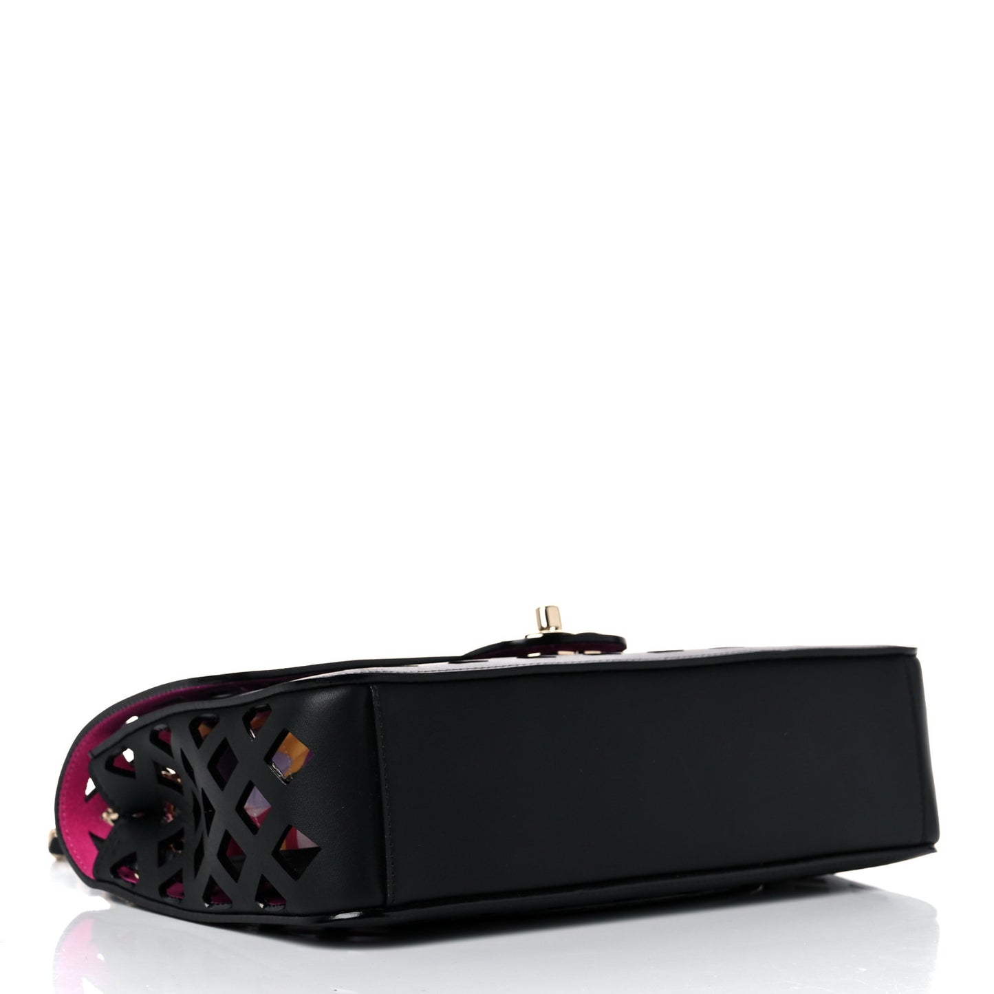 Lambskin Sea Through Flap Black Multicolor