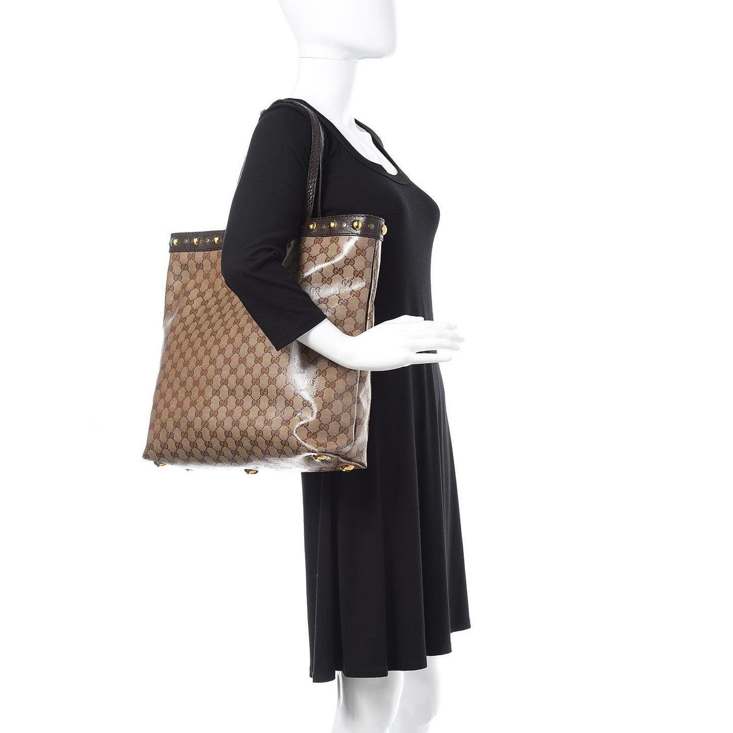 Crystal Monogram Large Babouska Vertical Shopping Tote Brown