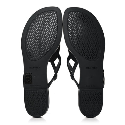Hermes Rubber Womens Egerie Sandals 39 Black 5 of 9