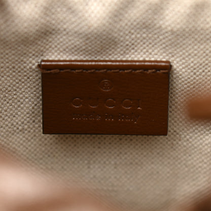Gucci GG Supreme Monogram Azalea Sakai Calfskin Small Horsebit 1955 Drawstring Bucket Bag Beige Ebony Brown Sugar 6 of 10