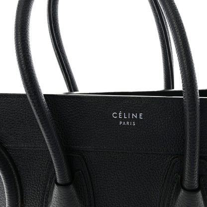 Celine Drummed Calfskin Micro Luggage Black 7 of 9