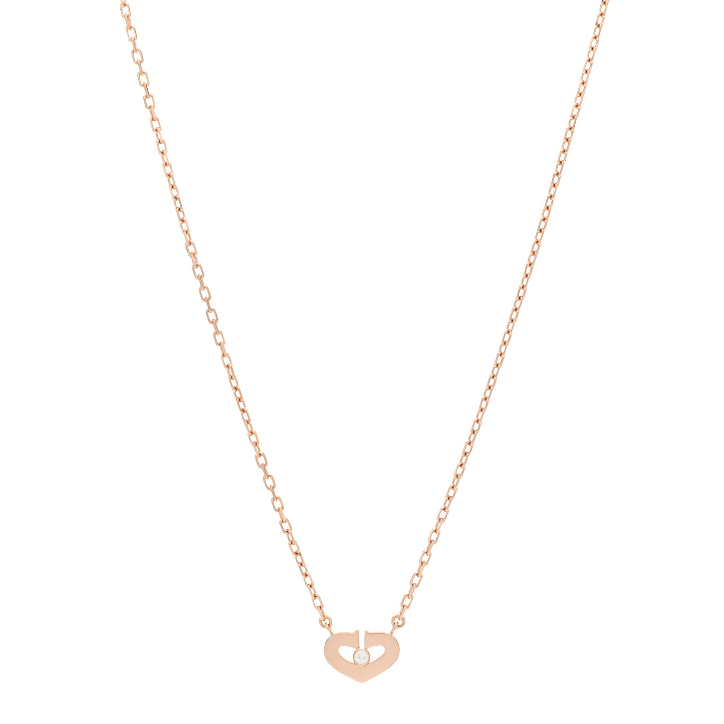 18K Pink Gold Diamond XS Hearts and Symbols Necklace