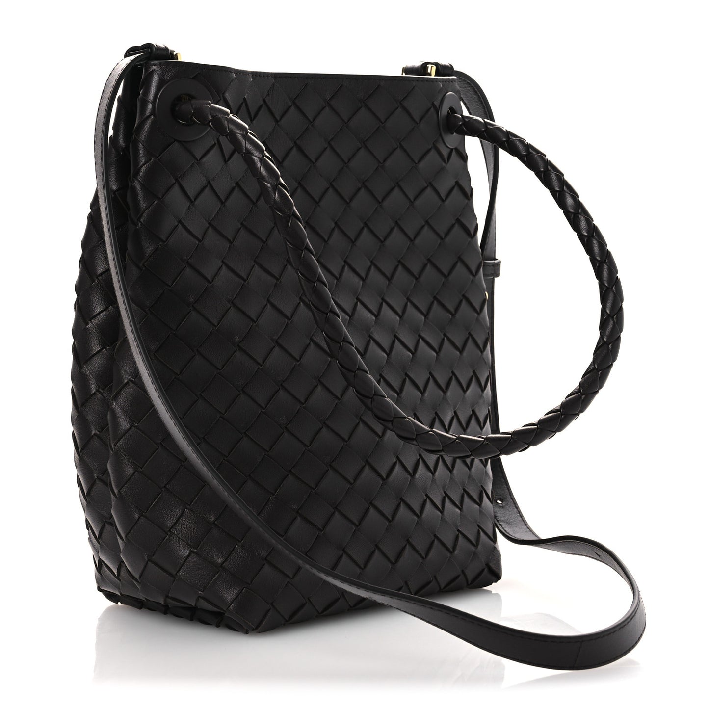 Nappa Intrecciato Small Andiamo Bucket Bag Fondant