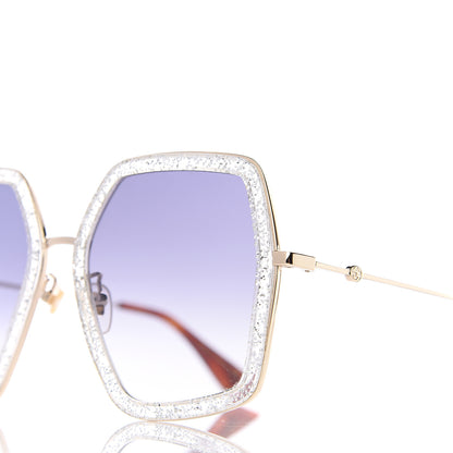 Gucci Glitter Acetate Oversize Square Frame Sunglasses GG0106S Gold 7 of 8
