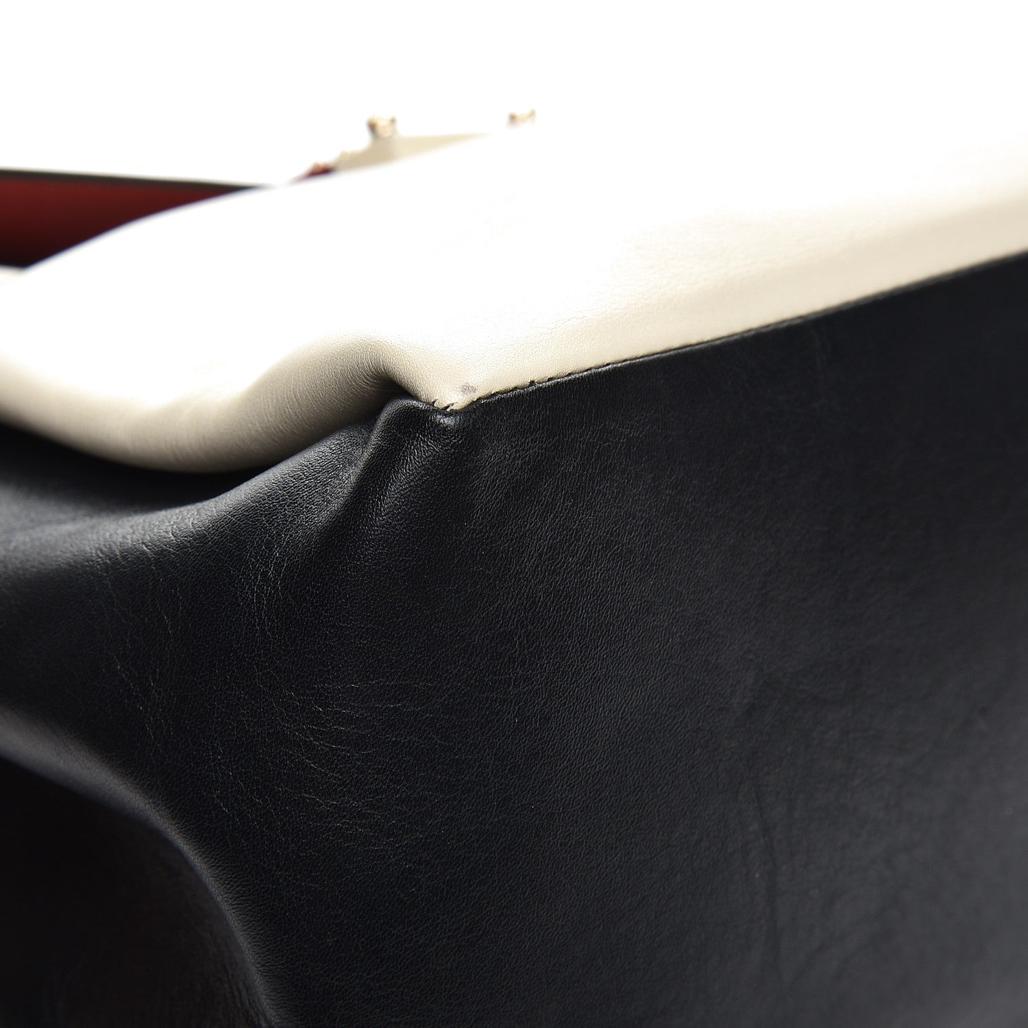 Valentino Garavani Calfskin Colorblock Single Handle Satchel Black White 8 of 11