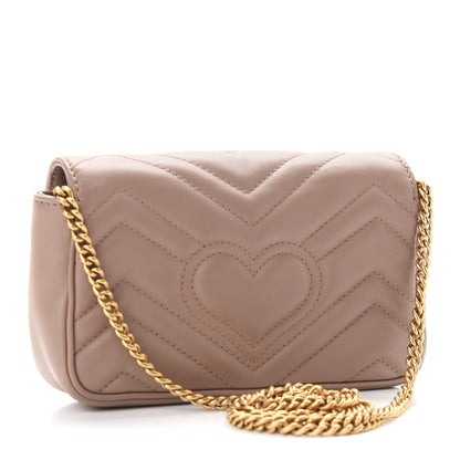 Gucci Calfskin Matelasse Super Mini GG Marmont Shoulder Bag Porcelain Rose 3 of 9
