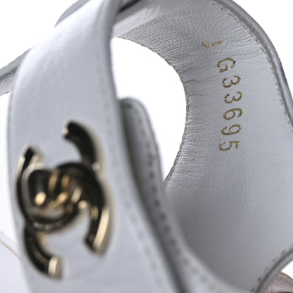 Chanel Lambskin CC Thong Sandals 36 White 8 of 10