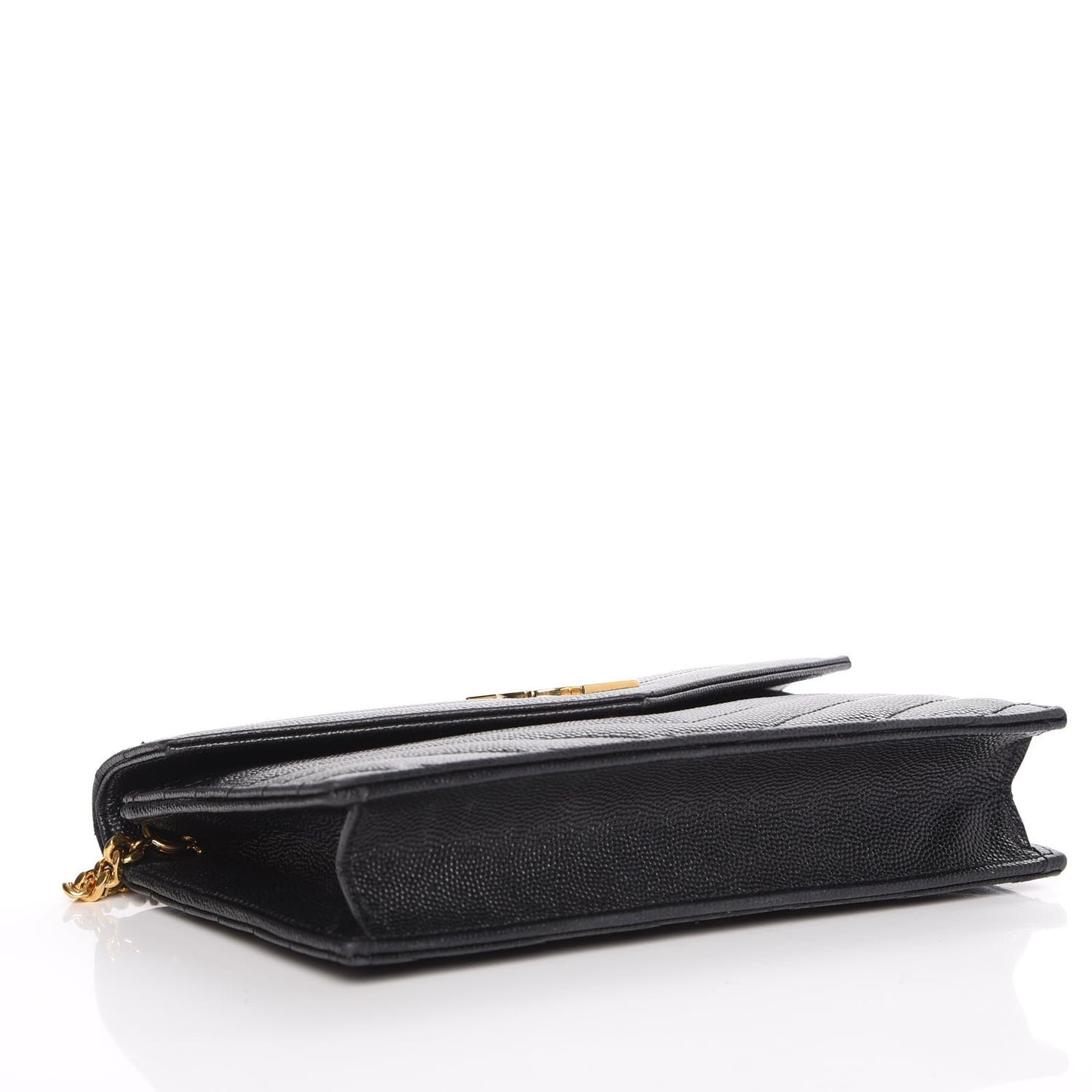 Grain De Poudre Matelasse Chevron Monogram Envelope Chain Wallet Black