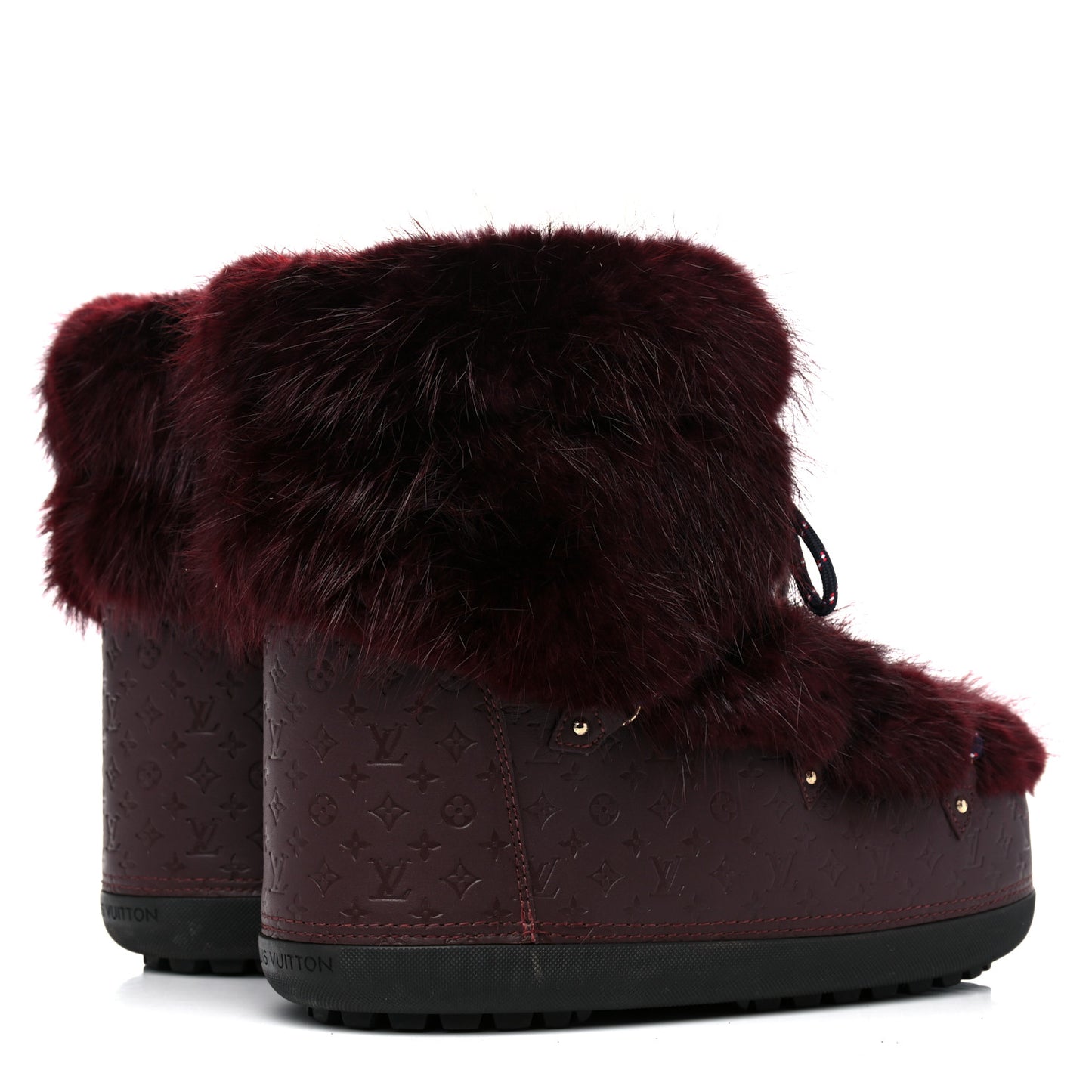 Beaver Calfskin Monogram Off Piste Flat Half Boots 38 Red