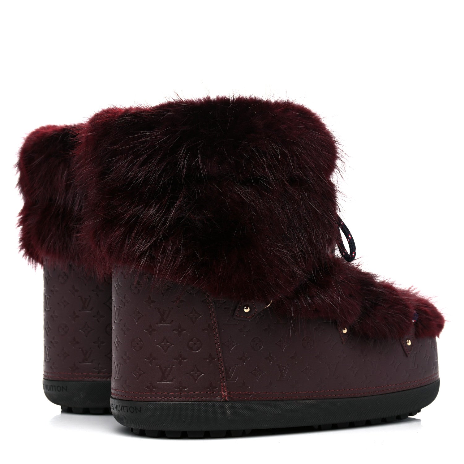 Louis Vuitton Beaver Calfskin Monogram Off Piste Flat Half Boots 38 Red 4 of 7