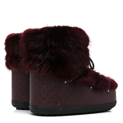 Louis Vuitton Beaver Calfskin Monogram Off Piste Flat Half Boots 38 Red 4 of 7