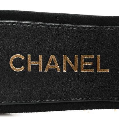 Chanel Suede Kidskin Velcro Crystal CC Mules 39 Black 8 of 9