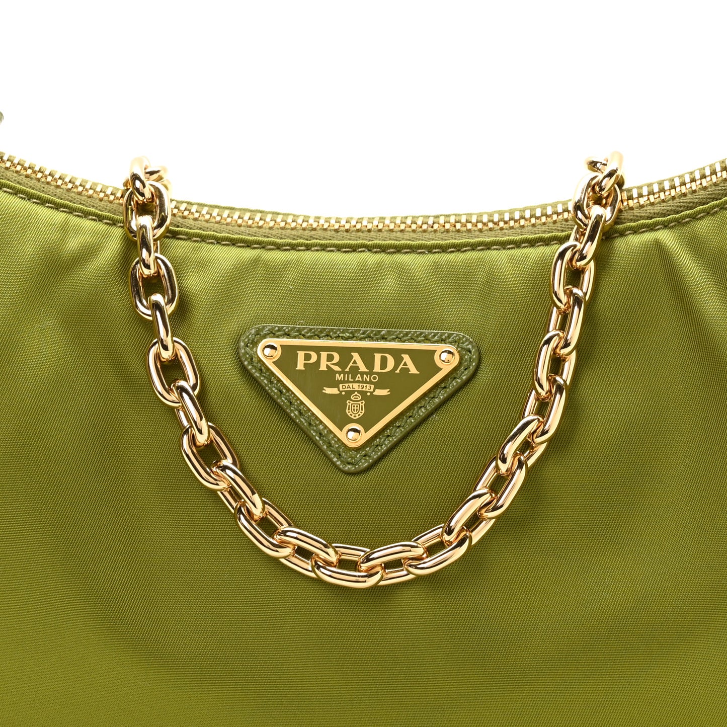 Re-Nylon Saffiano Demi-lune Shoulder Bag Edera