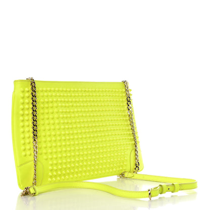 Christian Louboutin Calfskin Studded Loubiposh Chain Clutch Fluo Yellow 3 of 8