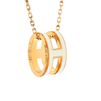 Hermes Lacquered Gold Pop H Pendant Necklace White 4 of 6