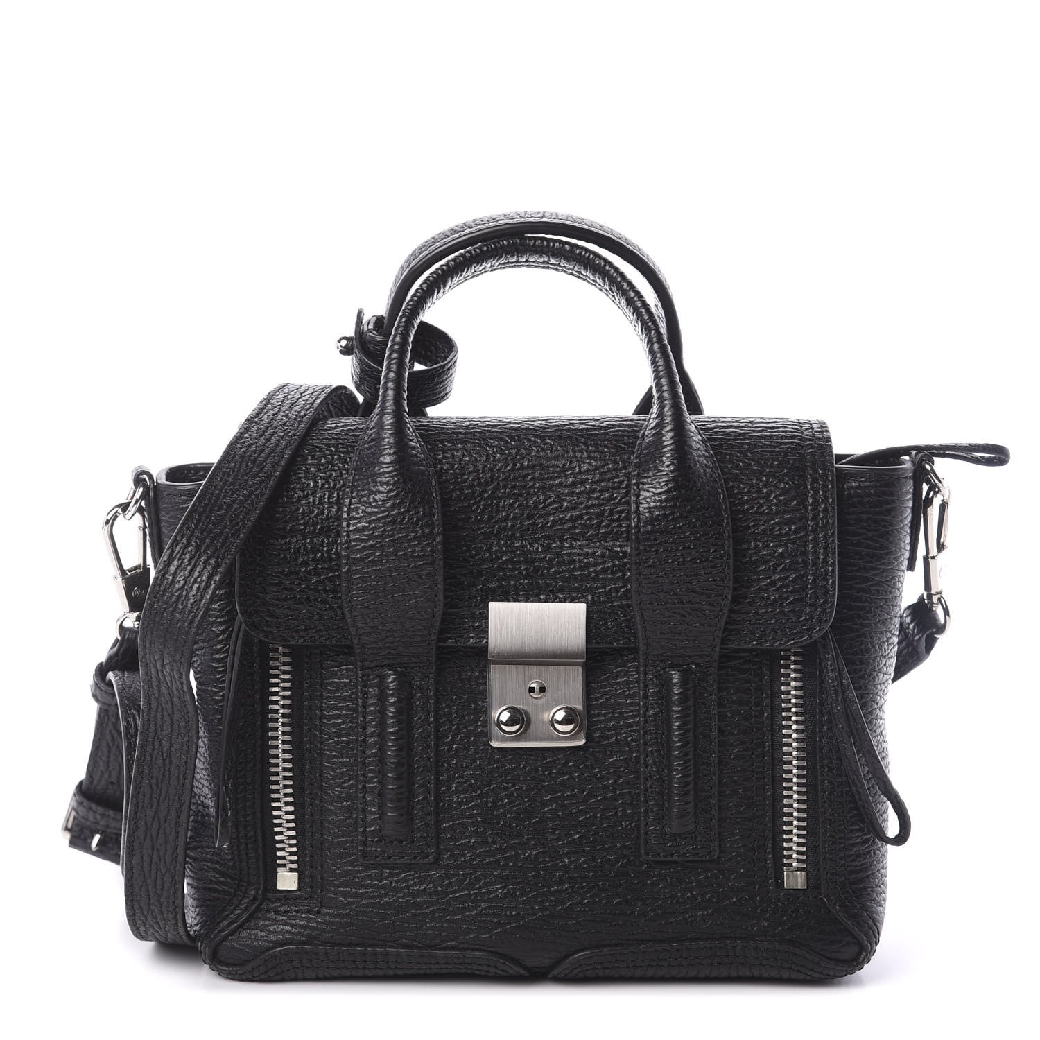 3.1 Phillip Lim 3.1 Textured Calfskin Mini Pashli Satchel Black 1 of 9