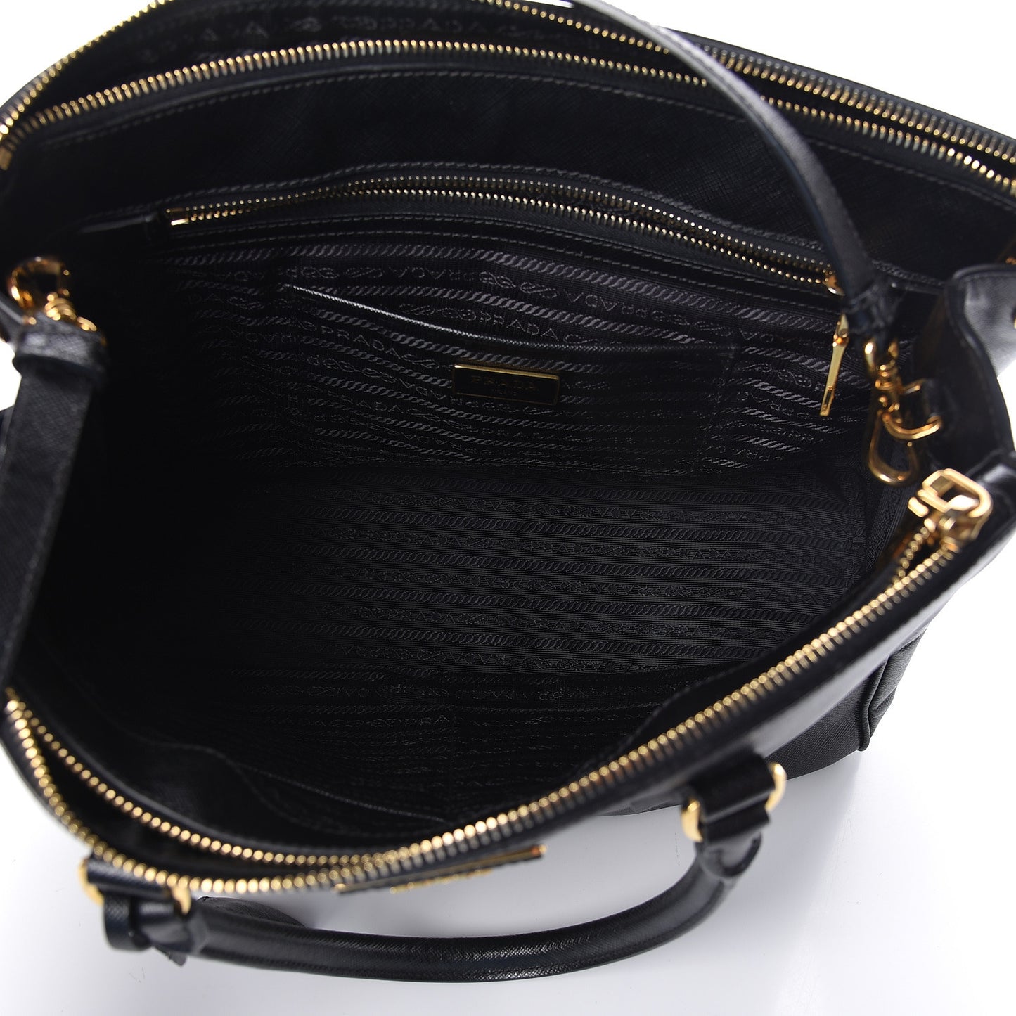 Saffiano Medium Galleria Double Zip Tote Black