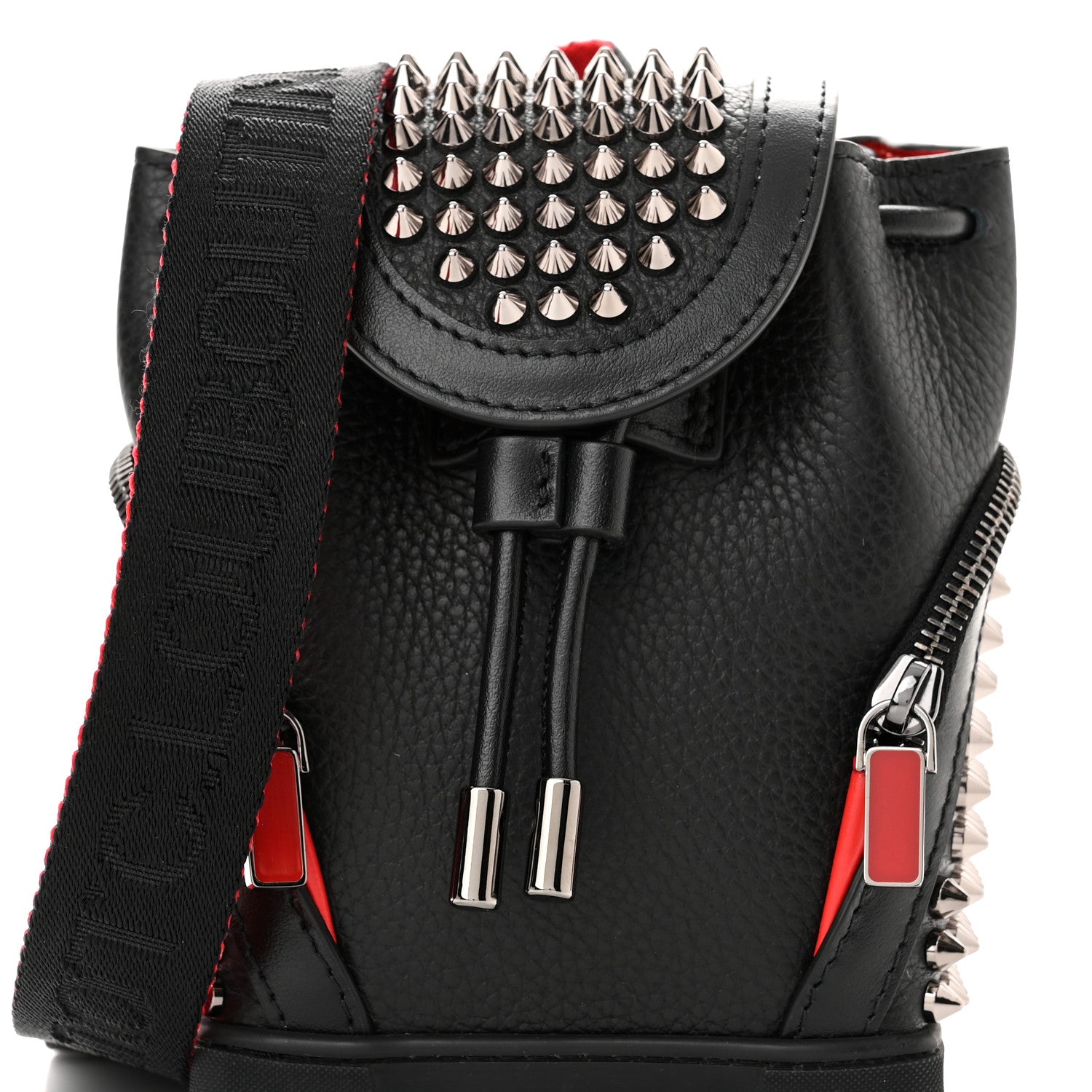 Christian Louboutin Calfskin Spiked Mini Explorafunk Keyring Bag Black 7 of 10